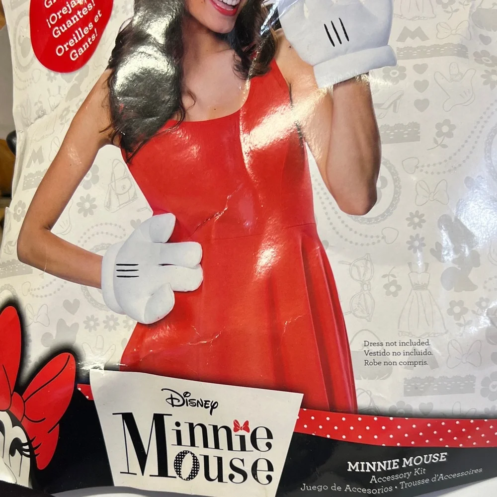 Disney Minnie Mouse Ears with Red Bow and White Gloves